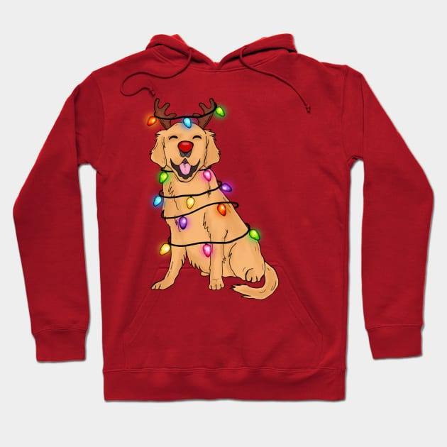 Funny Labrador Retriever Reindeer Christmas Lights Xmas Gift Hoodie by BadDesignCo